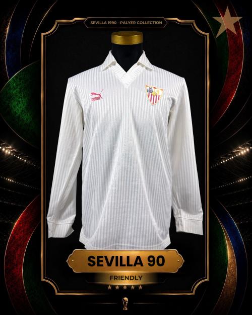 14   -  SEVILLA #8 | 1990 FRIENDLY  | GAME WORN vs NAVAL | PLAYER COLLECTION