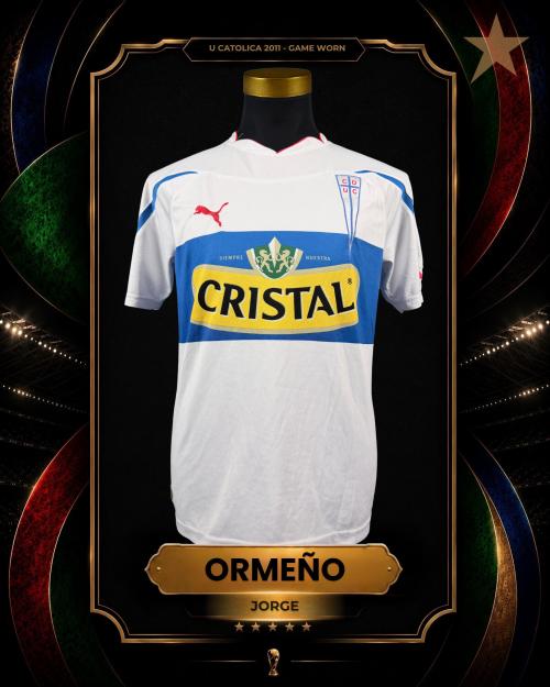 153   -  JORGE ORMEÑO #8 | 2011 U CATOLICA CLAUSURA | GAME WORN vs U DE CHILE | SWAPPED | PLAYER COLLECTION