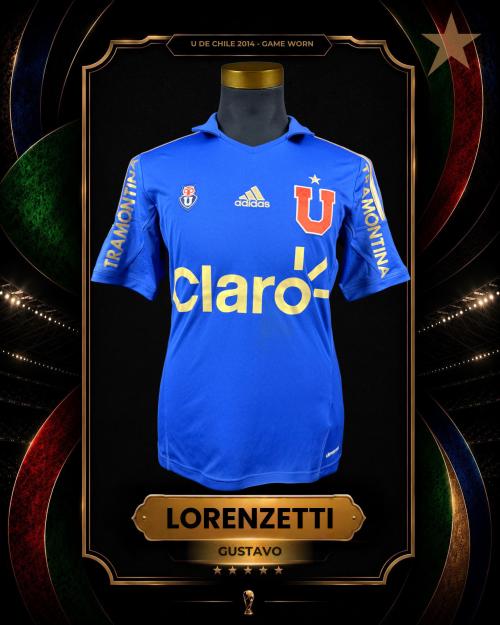 157   -  GUSTAVO LORENZETTI #22 | 2014 U DE CHILE LIBERTADORES | GAME WORN vs D.SPORTING | GIFTED | PLAYER COLLECTION
