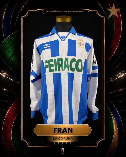 16   -  FRAN #10 | 1995/96 DEPORTIVO LA CORUÑA | GAME WORN vs SALAMANCA | SWAPPED | PLAYER COLLECTION