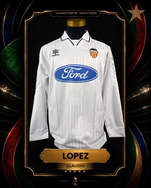 22   -  CLAUDIO LÓPEZ #7 | 1997/98 VALENCIA | MATCH WORN | GIFTED | PLAYER COLLECTION