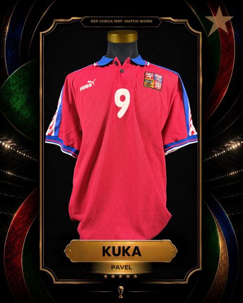 49   -  PAVEL KUKA #9 | 1997 CZECH REPUBLIC CONFEDERATIONS  | GAME WORN vs URUGUAY | PROVENANCE