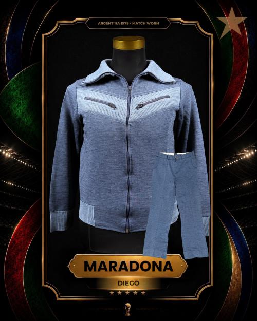 69   -  DIEGO MARADONA | 1979 ARGENTINA EUROPEAN TOUR   | MATCH WORN | MUSEUM PIECE | FULL ZIP TRACKSUIT