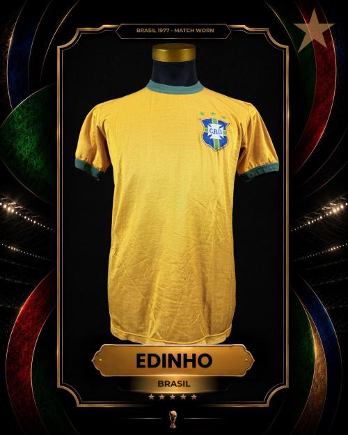 76   -  EDINHO #4 | 1977 BRAZIL | GAME  WORN vs YUGOSLAVIA | RARE DESIGN WORN ONLY 2 GAMES
