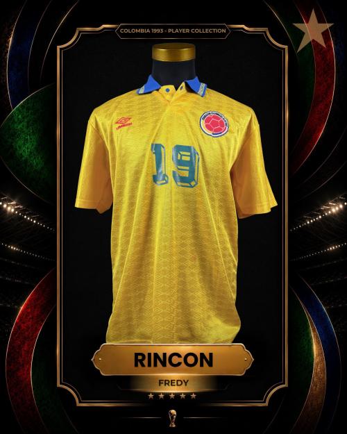 94   -  FREDDY RINCÓN #19 | 1993 COLOMBIA WCQ | GAME WORN vs PERÚ | SWAPPED | PLAYER COLLECTION