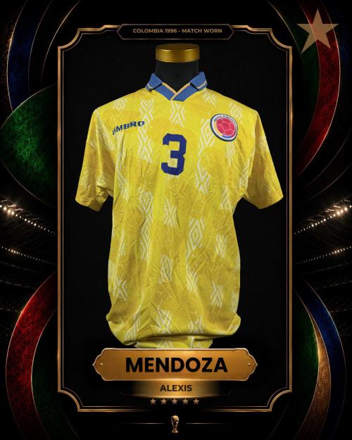 95   -  ALEXIS MENDOZA #3 | 1996 COLOMBIA WCQ | GAME WORN vs URUGUAY | SWAPPED | PLAYER COLLECTION