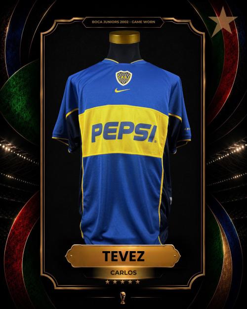109   -  CARLOS TEVEZ #10 | 2002 BOCA JUNIORS AP | GAME WORN vs ARSENAL | SWAPPED