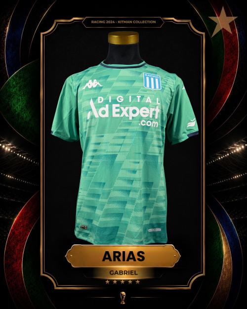 113   -  GABRIEL ARIAS #21 | 2024 RACING COPA  | GAME WORN vs INDEPENDIENTE | KITMAN COLLECTION