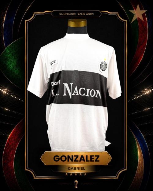 123   -  GABRIEL GONZALEZ #20 | 2001 OLIMPIA LIBERTADORES | GAME WORN VS SPORTING | SWAPPED | PLAYER COLLECTION