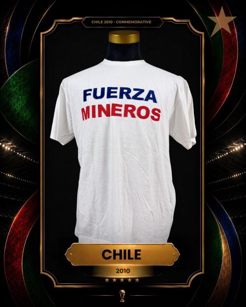 137   -  FUERZA MINEROS | 2010 CHILE | COMMEMORATIVE T-SHIRT |GAME WORN vs UKRAINE | KITMAN COLLECTION