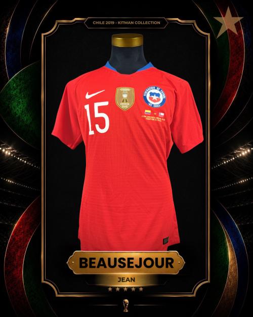 148   -  JEAN BEAUSEJOUR #15 | 2019 CHILE AMERICA CUP | GAME WORN vs COLOMBIA | KITMAN COLLECTION