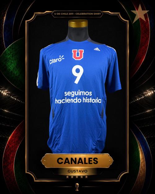 172   -  GUSTAVO CANALES #9 |  2011 U DE CHILE | CELBRATION OFFICIAL CHAMPION PLAYER T-SHIRT