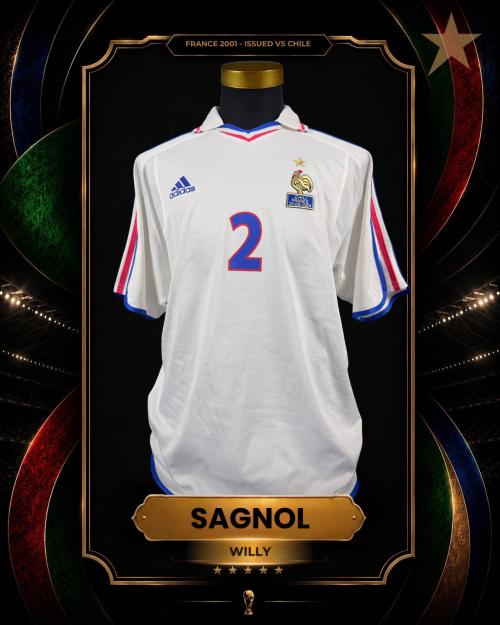 5   -  WILLY SAGNOL #2 | 2001 FRANCE | GAME ISSUED vs CHILE | SWAPPED | PLAYER COLLECTION |  IVAN ZAMORANO FAREWELL