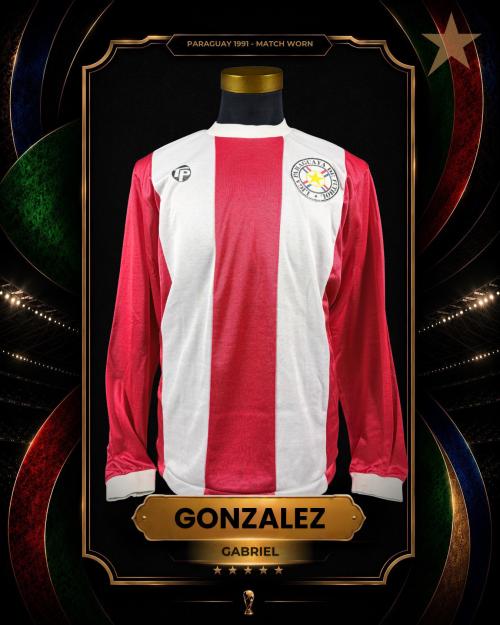 56   -  GABRIEL GONZÁLEZ #11 | 1991 PARAGUAY AMERICA CUP | GAME WORN vs PERU | SWAPPED | PLAYER COLLECTION