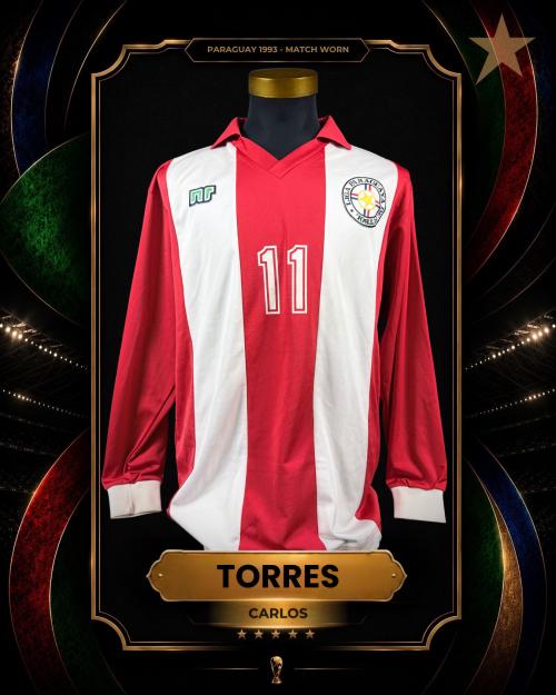 57   -  CARLOS TORRES #11 | 1993 PARAGUAY AMERICA CUP | GAME WORN vs PERU | SWAPPED | PLAYER COLLECTION