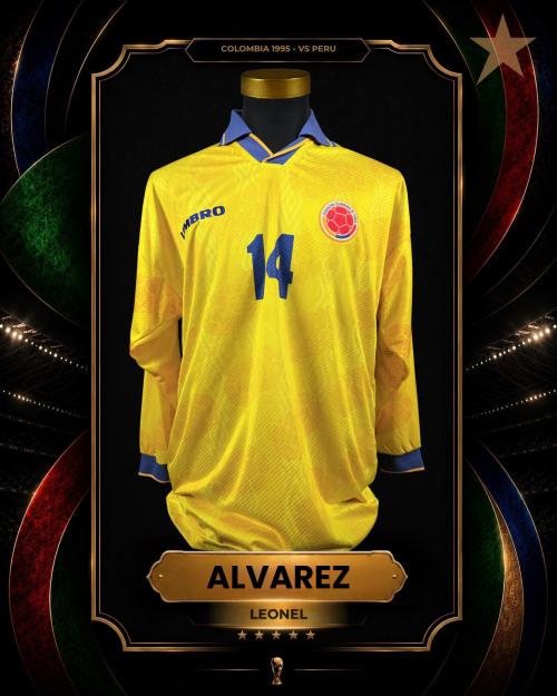 60   -  LEONEL ALVAREZ #14 | 1995 COLOMBIA AMERICA CUP | GAME WORN vs PERÚ | SWAPPED | PLAYER COLLECTION