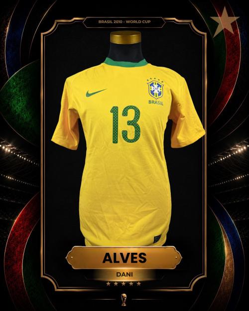 67   -  DANI ALVES #13 | 2010 BRAZIL WORLD CUP | GAME WORN VS CHILE | SWAPPED | PLAYER COLLECTION