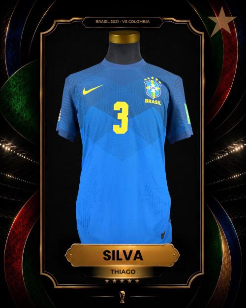 68   -  THIAGO SILVA #3 | 2021 BRASIL WCQ | GAME WORN vs COLOMBIA | SWAPPED | PLAYER PROVENANCE
