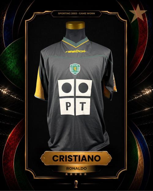 71   -  CRISTIANO RONALDO #28 | 2003 SPORTING LISBON  | GAME WORN vs VITORIA SETUBAL | 17TH MATCH IN HIS CAREER | MUSUEM PIECE | ONE IN A KIND