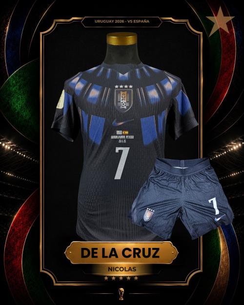 89   -  NICOLÁS DE LA CRUZ #7 | 2026 URUGUAY WORLD CUP | GAME WORN vs MÉXICO | FULL KIT | KITMAN PROVENANCE