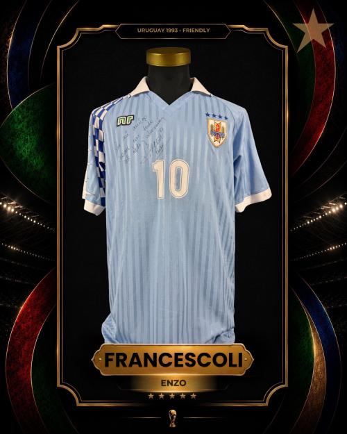 91   -  ENZO FRANCESCOLI #10| 1993 URUGUAY FRIENDLY | GAME ISSUED vs PERÚ |SWAPPED | PLAYER COLLECTION