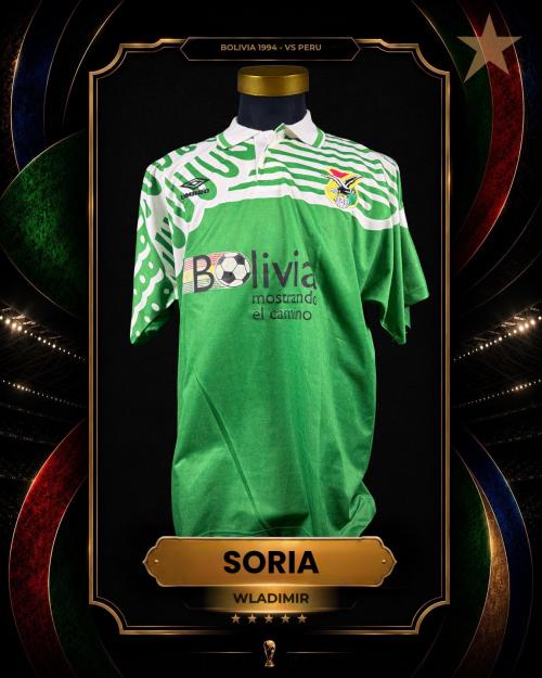 94   -  VLADIMIR SORIA #15 | 1994 BOLIVIA | GAME WORN VS PERÚ | SWAPPED | PLAYER COLLECTION