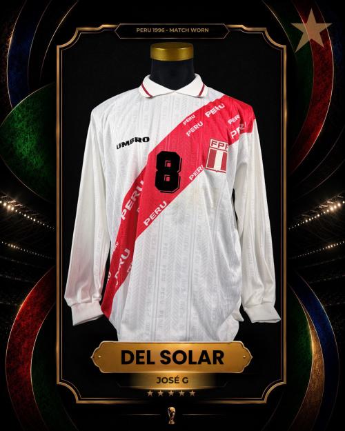 97   -  JOSÉ GUILLERMO DEL SOLAR #8 | 1996 PERÚ WCQ | GAME WORN vs COLOMBIA | PLAYER COLLECTION